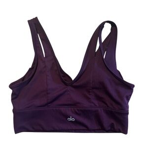 Alo Yoga Sports Bra Size Large – Purple V-Neck Longline Activewear